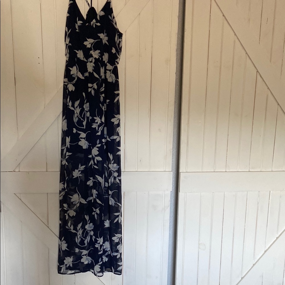 Sienna Sky Blue White Floral Maxi Dress Size Small